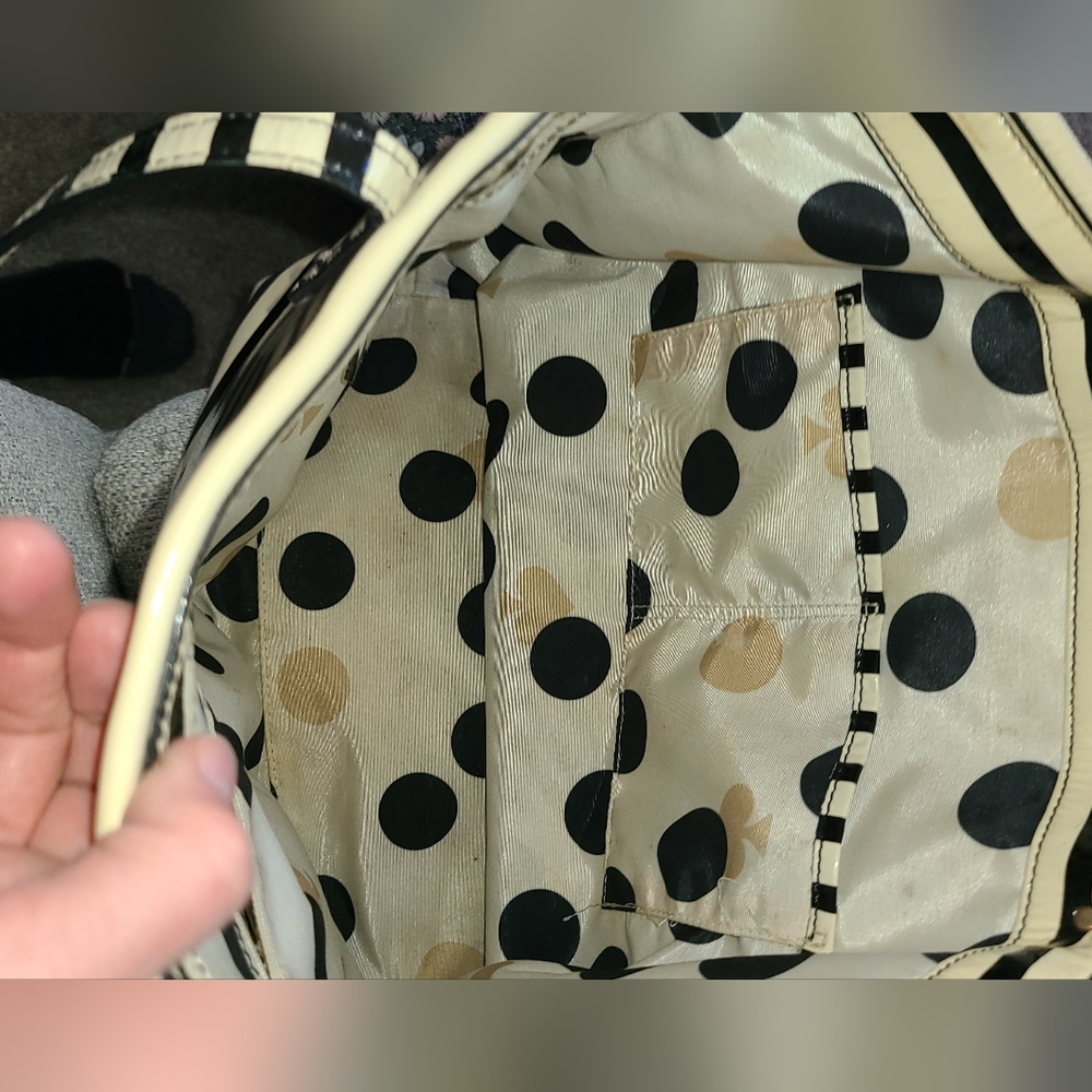 Kate Spade Patent Leather Black and Tan Striped Tote - Picture 11 of 11